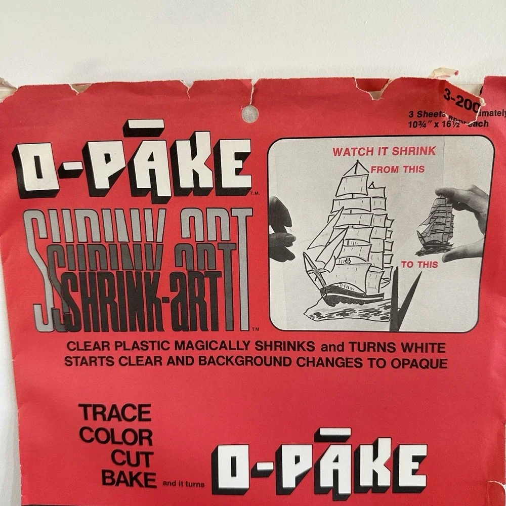 New‎ VTG Shrink Art Shrinky Plastic Crafts Artis Incorporated Original O-Pake
